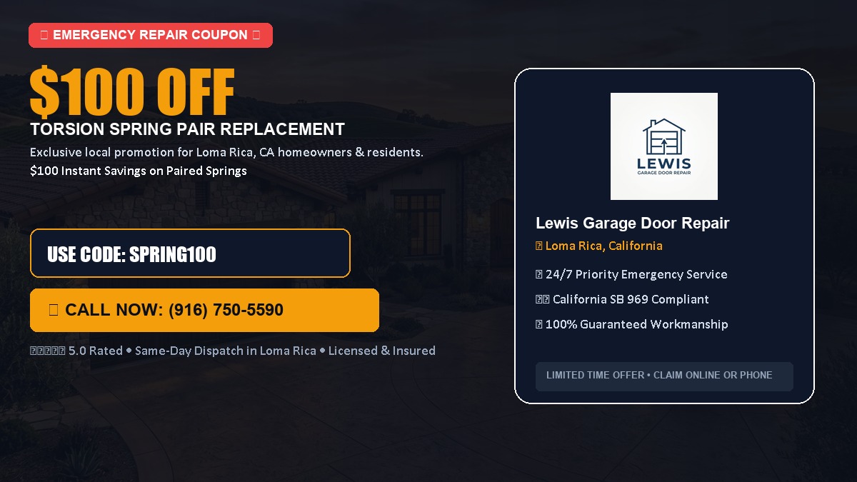 $100 OFF Heavy-Duty Torsion Spring Pair Replacement in Loma Rica, CA